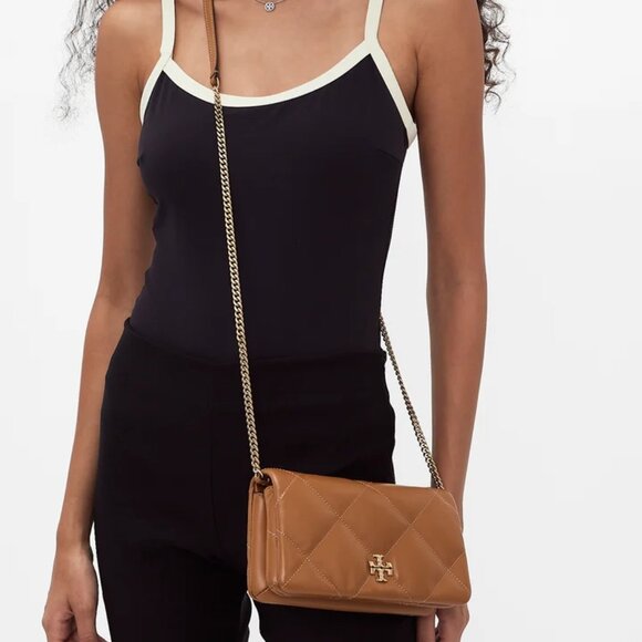 NWT ✅Tory Burch KIRA Diamond Quilt Chain Wallet #158624 Classic Chestnut - Picture 9 of 16